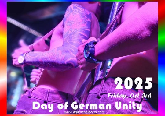 German Unity Day 2025 Adam’s Apple Club in Chiang Mai. Celebrate German Unity Day 2025 with us, Friday, October 3rd, 2025!