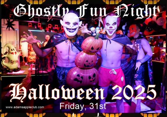 Ghostly Fun Night Halloween Party 2025 Chiang Mai on October 31st. at 9pm at the Adam's Apple Club in Chiang Mai.