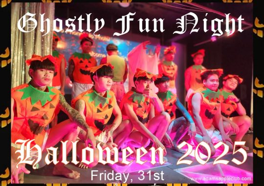 Ghostly Fun Night Halloween Party 2025 Chiang Mai on October 31st. at 9pm at the Adam's Apple Club in Chiang Mai.