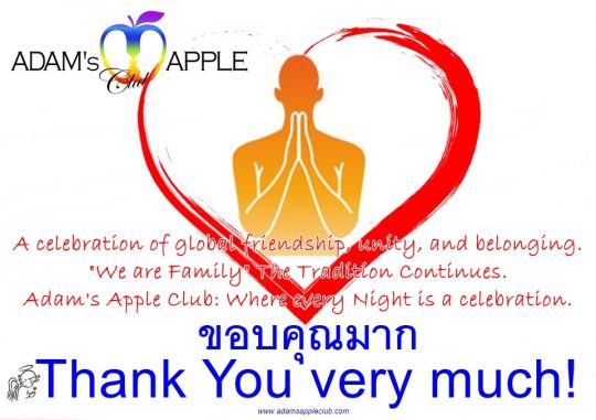 Family Party XII Thank at Adam's Apple Club Chiang Mai! It was a pleasure to celebrate friendship and unity with all of you.