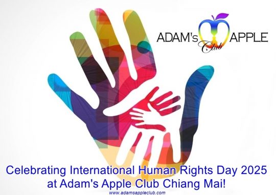Human Rights Day 2025 at Adams Apple Club, Chiang Mai. Be part of the movement for equality and love. Celebrate with us.