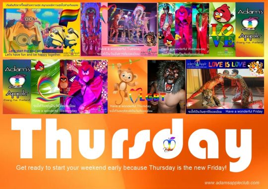 Thursday is the new Friday! Kick off your weekend tonight at the legendary Adams Apple Club in Chiang Mai, Thailand
