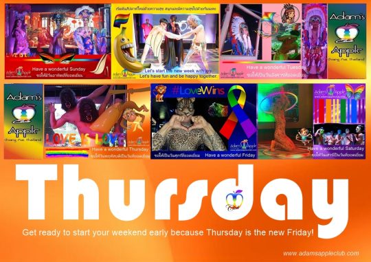 Thursday is the new Friday! Kick off your weekend tonight at the legendary Adams Apple Club in Chiang Mai, Thailand