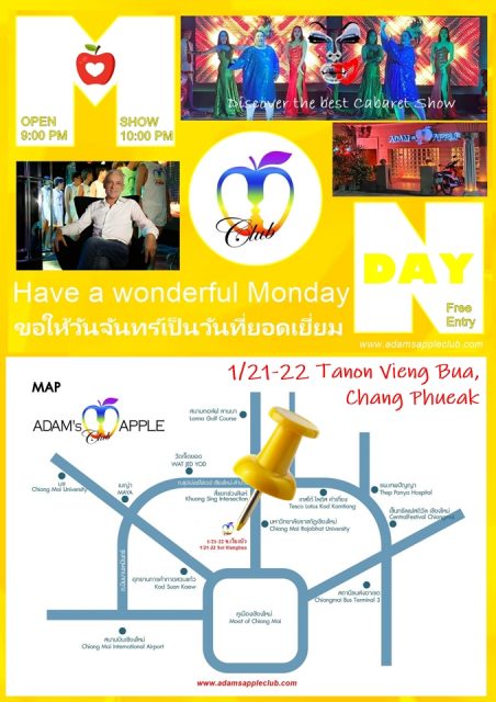 Yellow Monday – Pure Happiness at Adam's Apple Club in Chiang Mai - Double Luck, Double Joy! Experience our legendary Cabaret