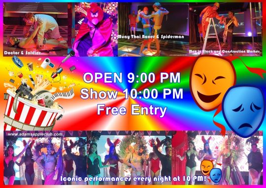 Iconic Performances every Night at 10 PM Adams Apple Club Chiang Mai. Step into the "Nightclub of Happiness"
