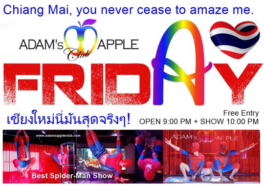 Chiang Mai Gay Bar 2026 - Adam's Apple Club Chiang Mai in the North of Thailand. Chiang Mai, you never cease to amaze me.
