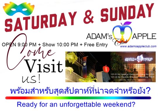 Weekend plans? Sorted. - Adam's Apple Club Chiang Mai, North Thailand. Come and experience the magic with us!
