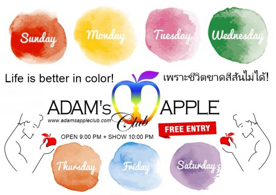 Life is better in color - Adam's Apple Club Chiang Mai You’re watching the most colorful show in Chiang Mai. Luck and glam in every move!