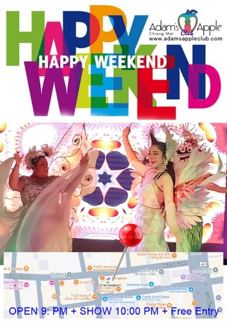 Happy Weekend 2026 in Chiang Mai - Adam's Apple Club Enjoy world-class drag cabaret and unique performances in the "Nightclub of Happiness".