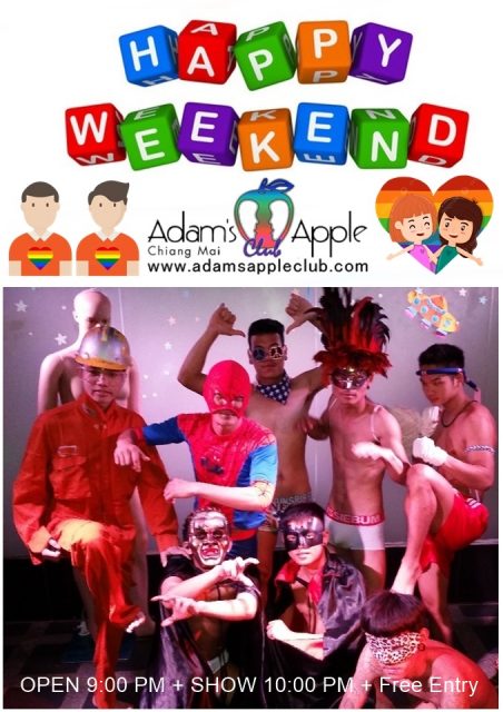 Happy Weekend 2026 in Chiang Mai - Adam's Apple Club Enjoy world-class drag cabaret and unique performances in the "Nightclub of Happiness".