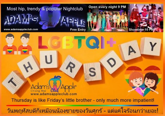 Thursday Thoughts Chiang Mai - Adam's Apple Club Chiang Mai Why wait for the weekend to be amazing? Start the party NOW!