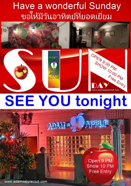 The Perfect Sunday Evening - Adam's Apple Club Chiang Mai See you tonight for an unforgettable evening of glitz and glamour!