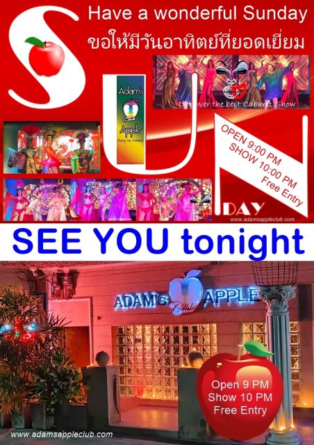 The Perfect Sunday Evening - Adam's Apple Club Chiang Mai See you tonight for an unforgettable evening of glitz and glamour!