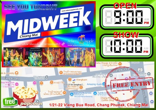 Chiang Mai Midweek Entertainment - Adam's Apple Club It is the ultimate spot to experience a spectacular show, fantastic music