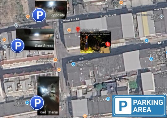 Parking at Adams Apple Club Chiang Mai Thailand As you can see, there are plenty of options. Drive over tonight
