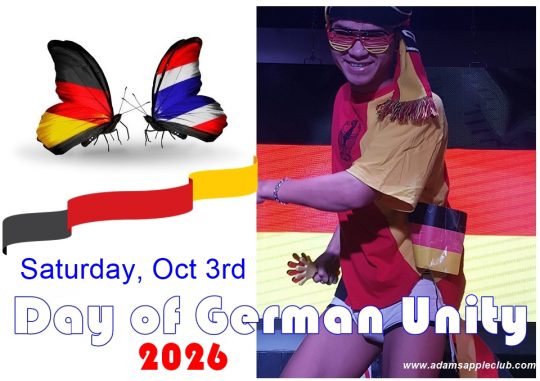 Day of German Unity 2026 - Adam's Apple Club Chiang Mai Our spectacular show starts at 10:00 PM sharp! Cheers to our German friends!