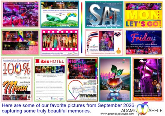 Memories SEPTEMBER 2026 - Adam's Apple Club Chiang Mai See you soon at Adams Apple Club in Chiang Mai, Northern Thailand!